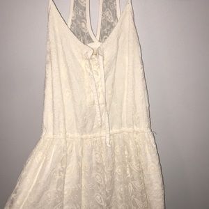 white lace up lace dress from hollister